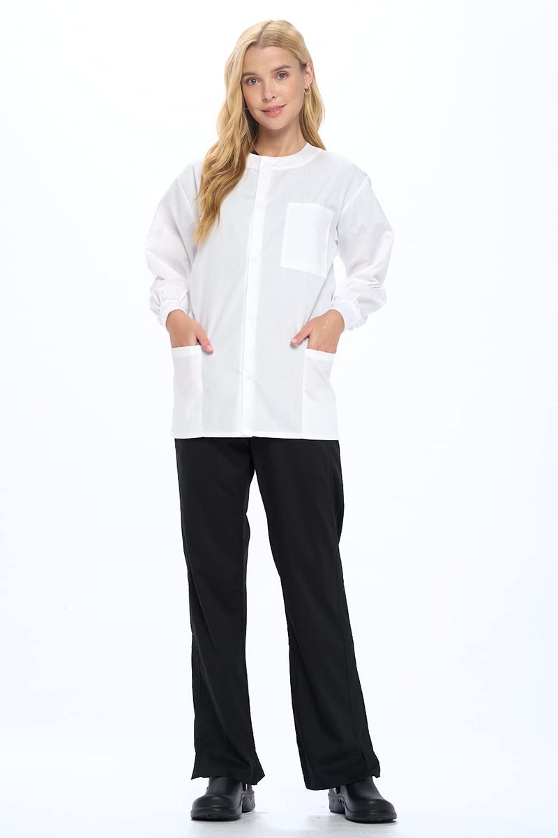 Natural Uniforms Warm Up Scrub Jacket-White-Medium - Image 3